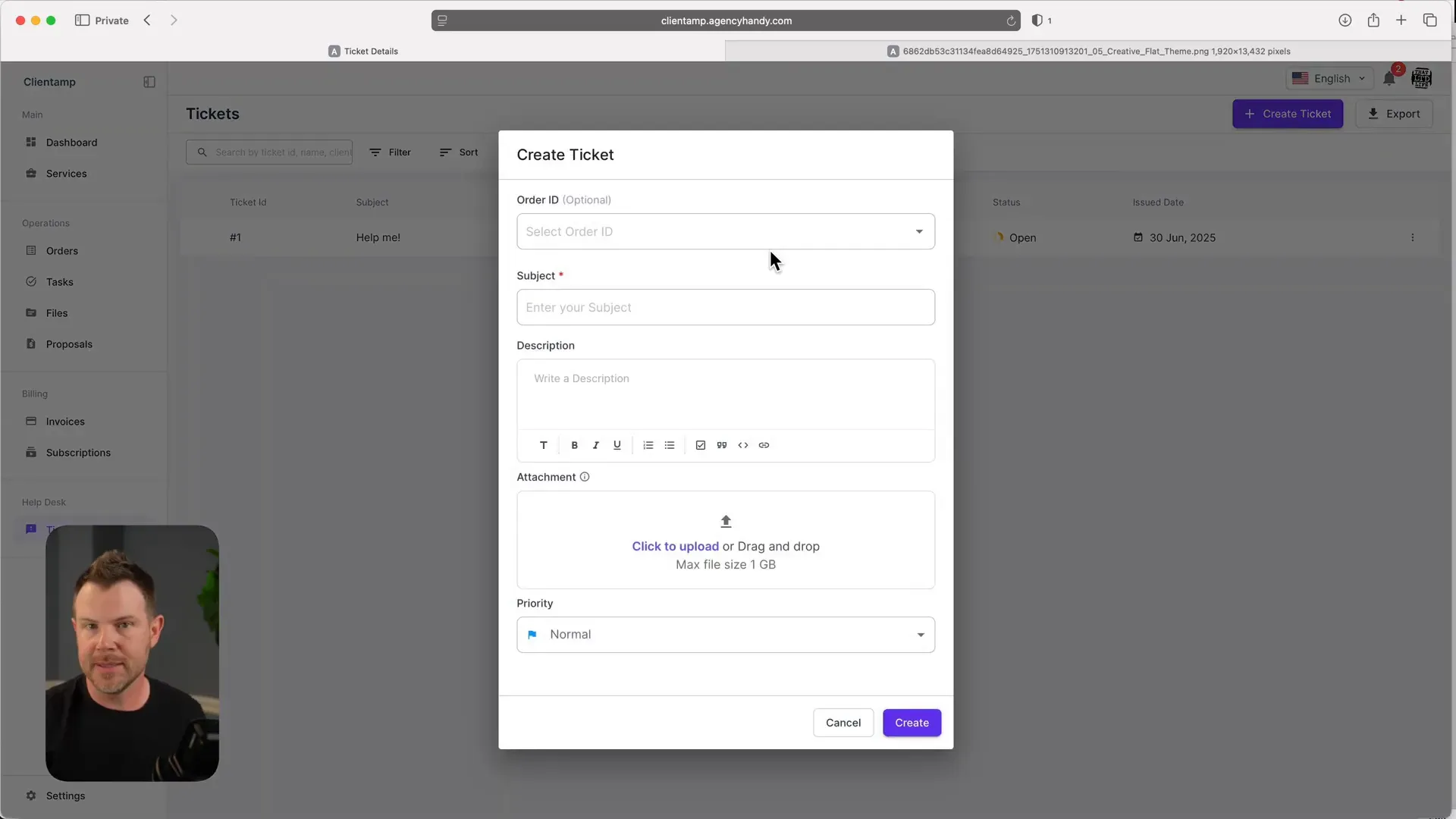 Help desk ticket creation and management