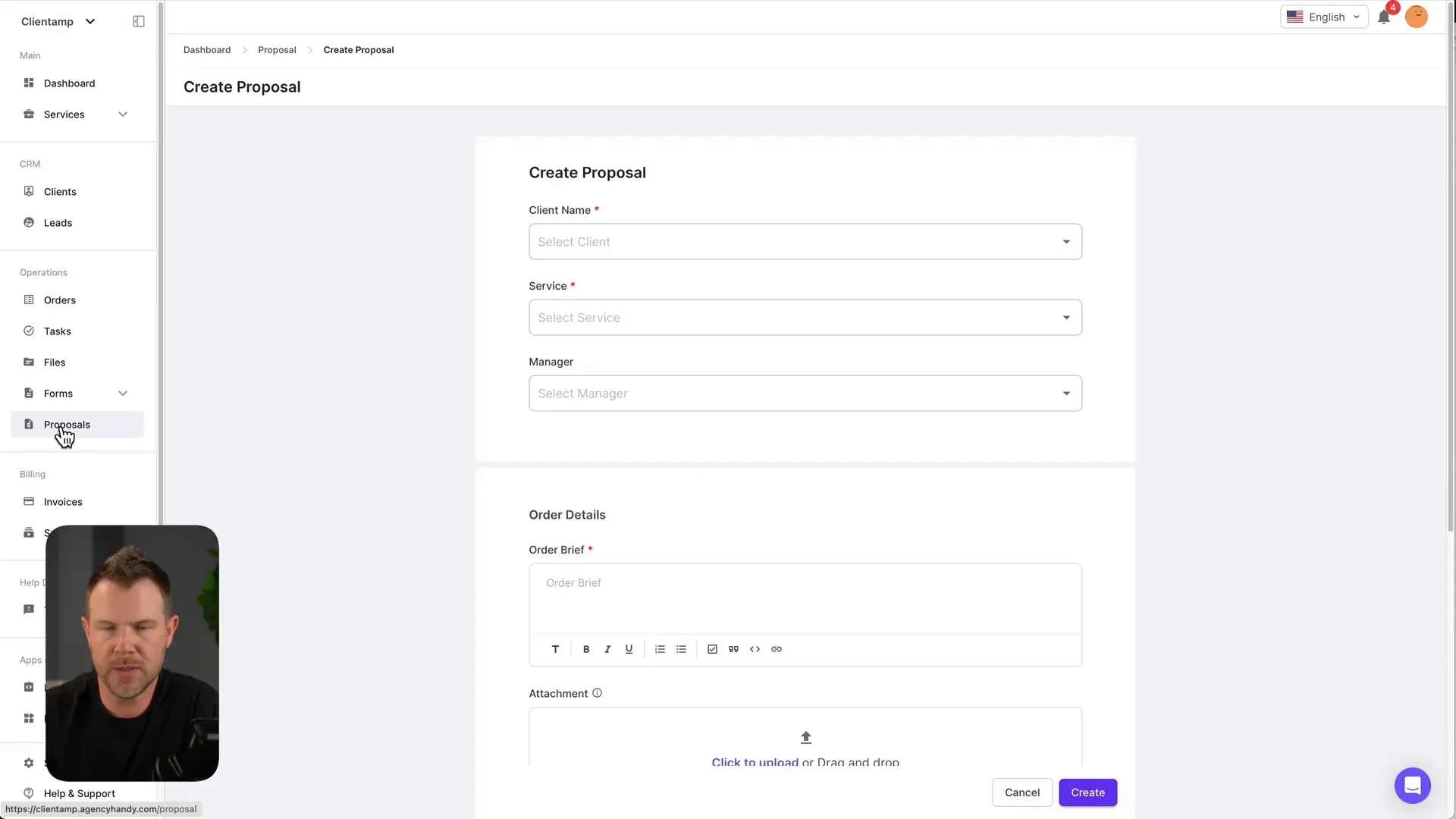 Proposal management interface