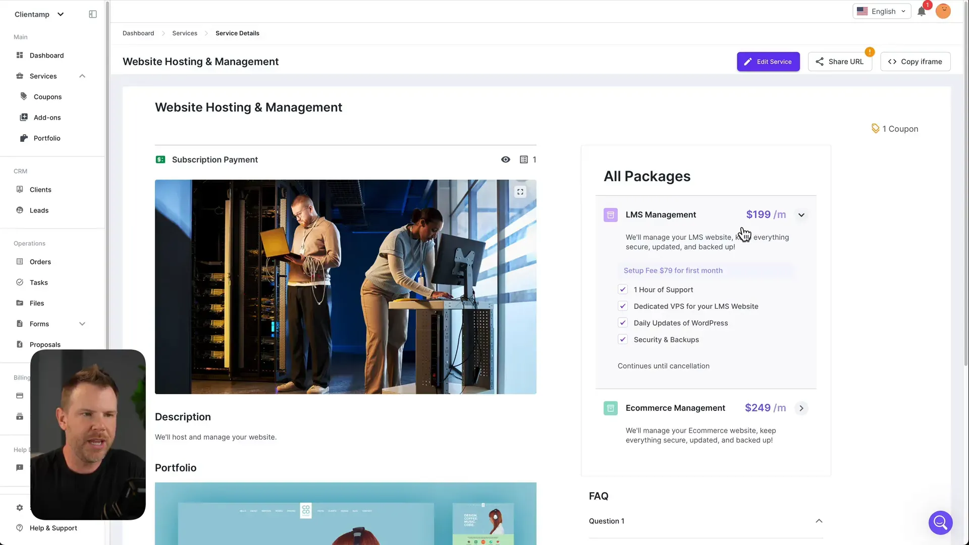 Creating services and pricing packages in Agency Handy