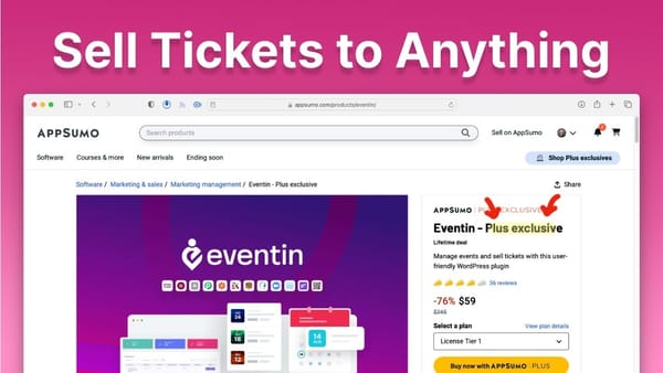 Eventin LTD Back on AppSumo! Online & Live Event Ticket Sales